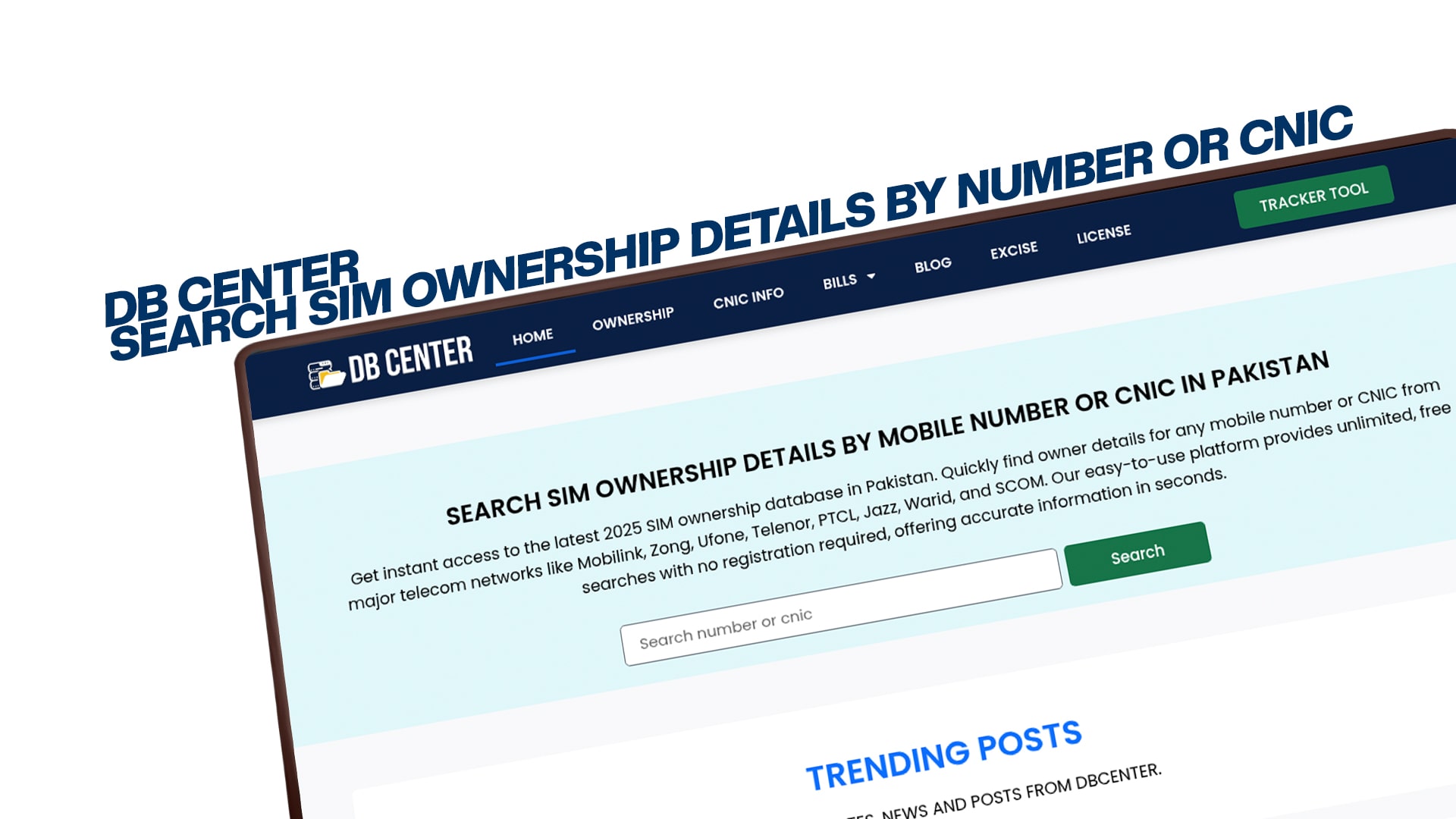 DB Center - Search SIM Ownership Details by Number or CNIC